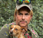 Actor Rob Lowe is 'developing' a Tiger King project with Ryan Murphy. His dog, however, is terrified of the road ahead, apparently. (Instagram)