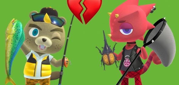 CJ (L) and Flick (R) are simply "roommates and business partners", according to an Animal Crossing: New Horizons companion guide. (Nintendo)