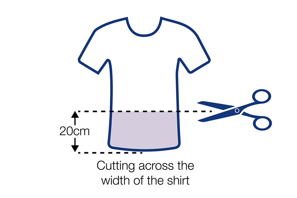 A graphic by the British government on how to make a crop top, wait, sorry, face mask. (Public Health England)