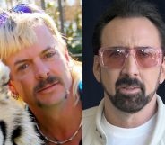 Tiger King star Joe Exotic (L) originally wanted Brad Pitt to play him in any adaptions of his life. We guess he'll have to settle for Nicolas Cage. (Araya Diaz/Getty Images)