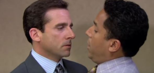 Steve Carell Oscar Nunez kiss The Office