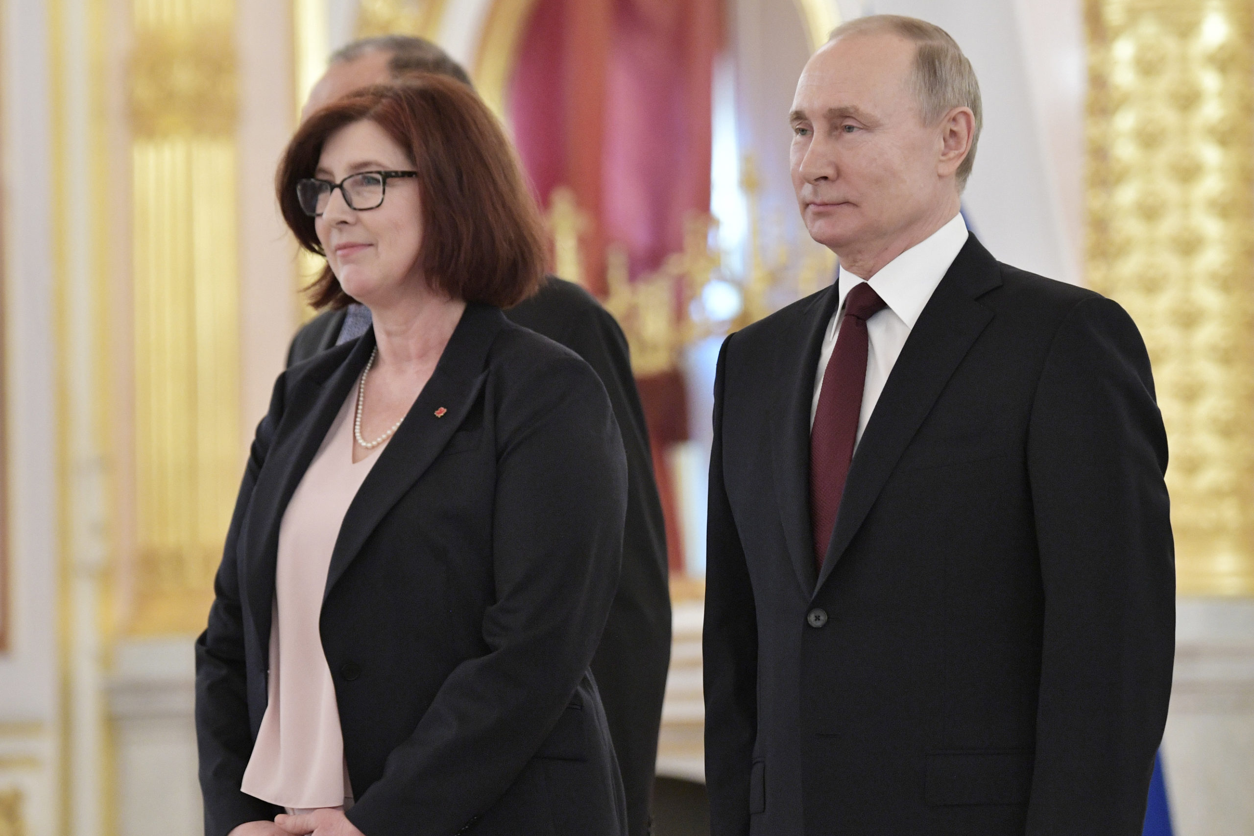 Canada's Ambassador Alison LeClaire and Russia's President Vladimir Putin