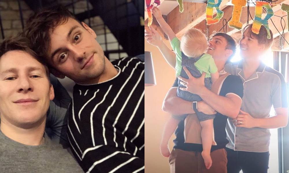 Tom Daley, Dustin Lance Black and son Robbie
