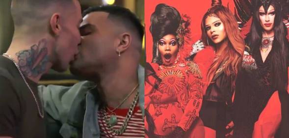 Vanjie and Kameron kissing / Asia O'Hara, Vanjie and Kameon posing in red