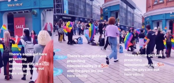 Belfast TikTok preacher demonstration LGBT gay queer