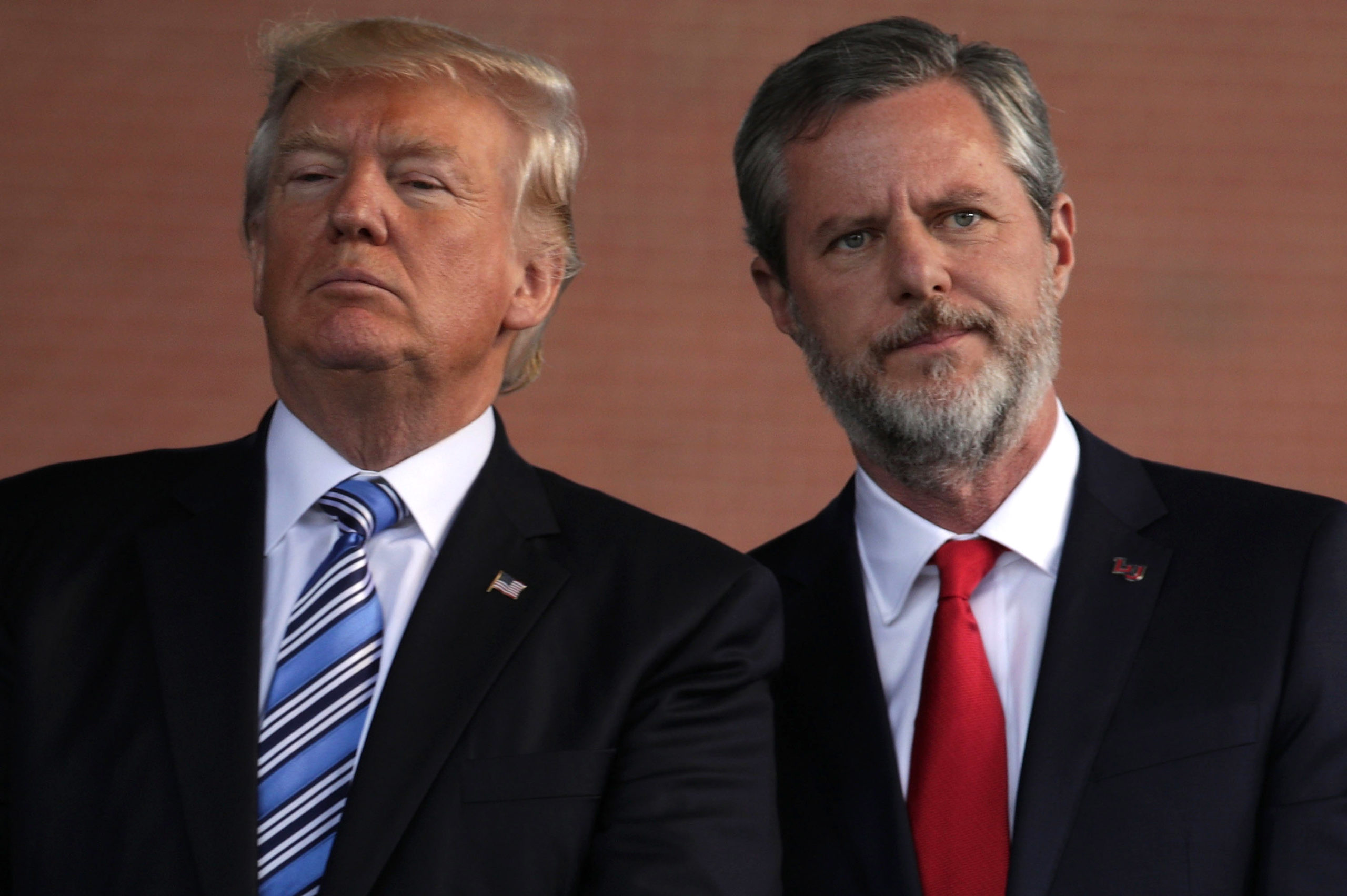 US President Donald Trump and Jerry Falwell 