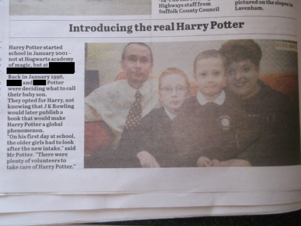 Ellen Potter said she was featured in news clippings as a child for once sharing a name with the young wizard. (Supplied)