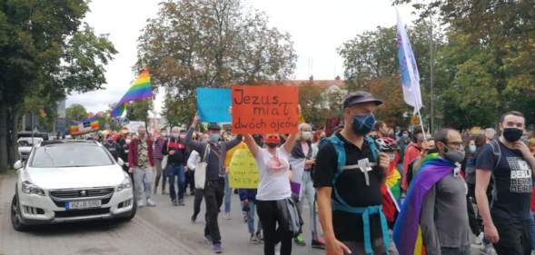 A queer rights protest at the border between Poland and Germany