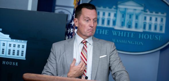 Advisor to the President on Serbia-Kosovo Richard Grenell speaks at a press conference on September 4