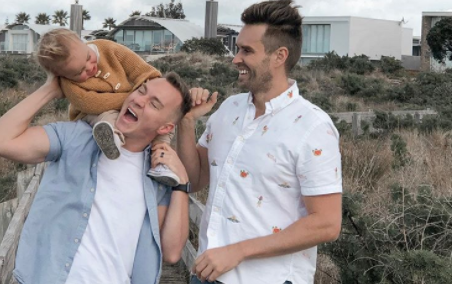 Gay parenting influencers Christian Newman and Mark Edwards, who live in Avondale, New Zealand and have a son, Francis, shared the clip of the New Conservative activist