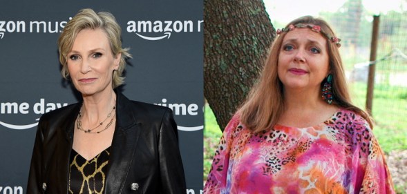 Jane Lynch (L) and Carole Baskin (R). (Jamie McCarthy/Getty Images/Netflix)