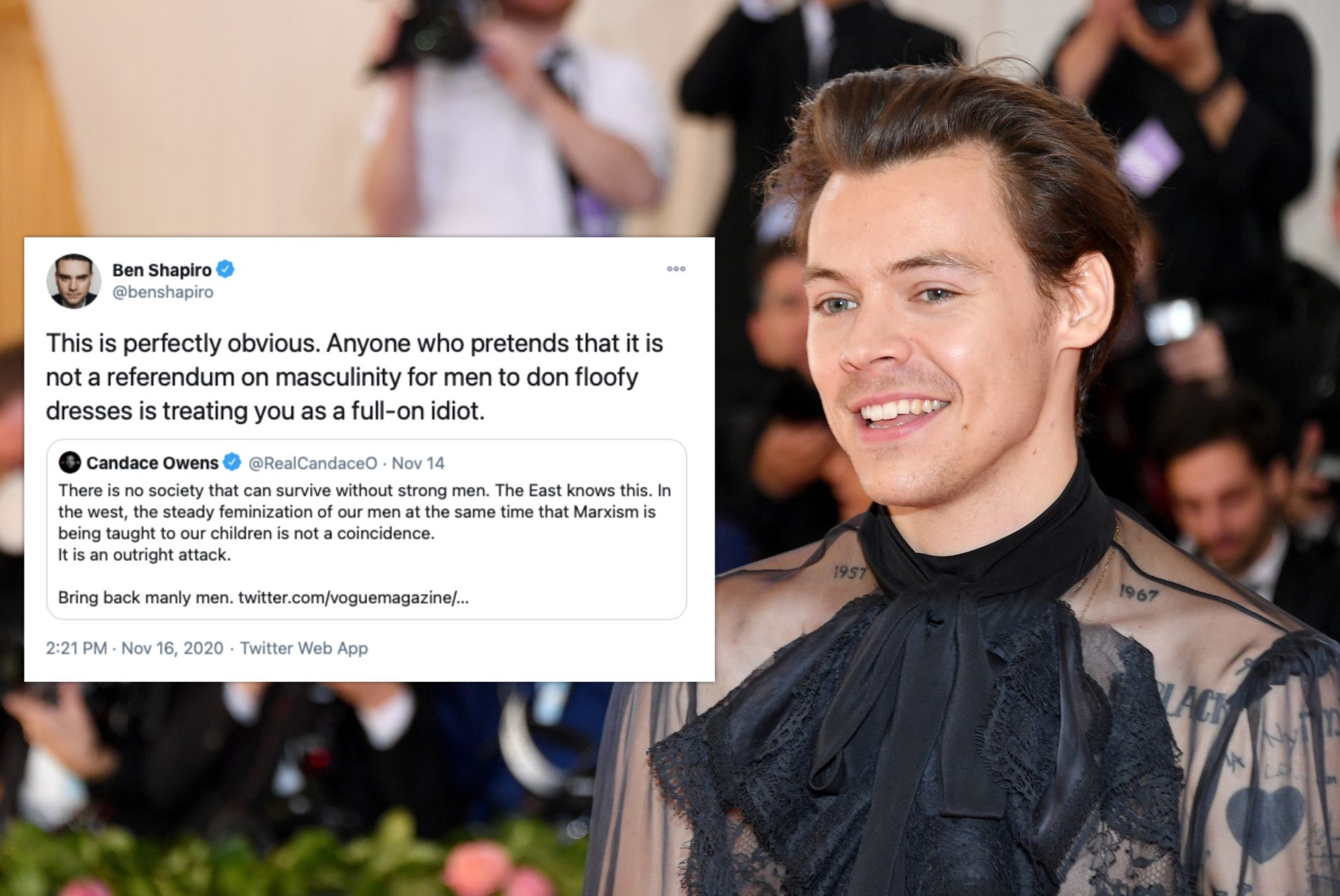 Ben Shapiro eviscerated for whining over Harry Styles in a dress