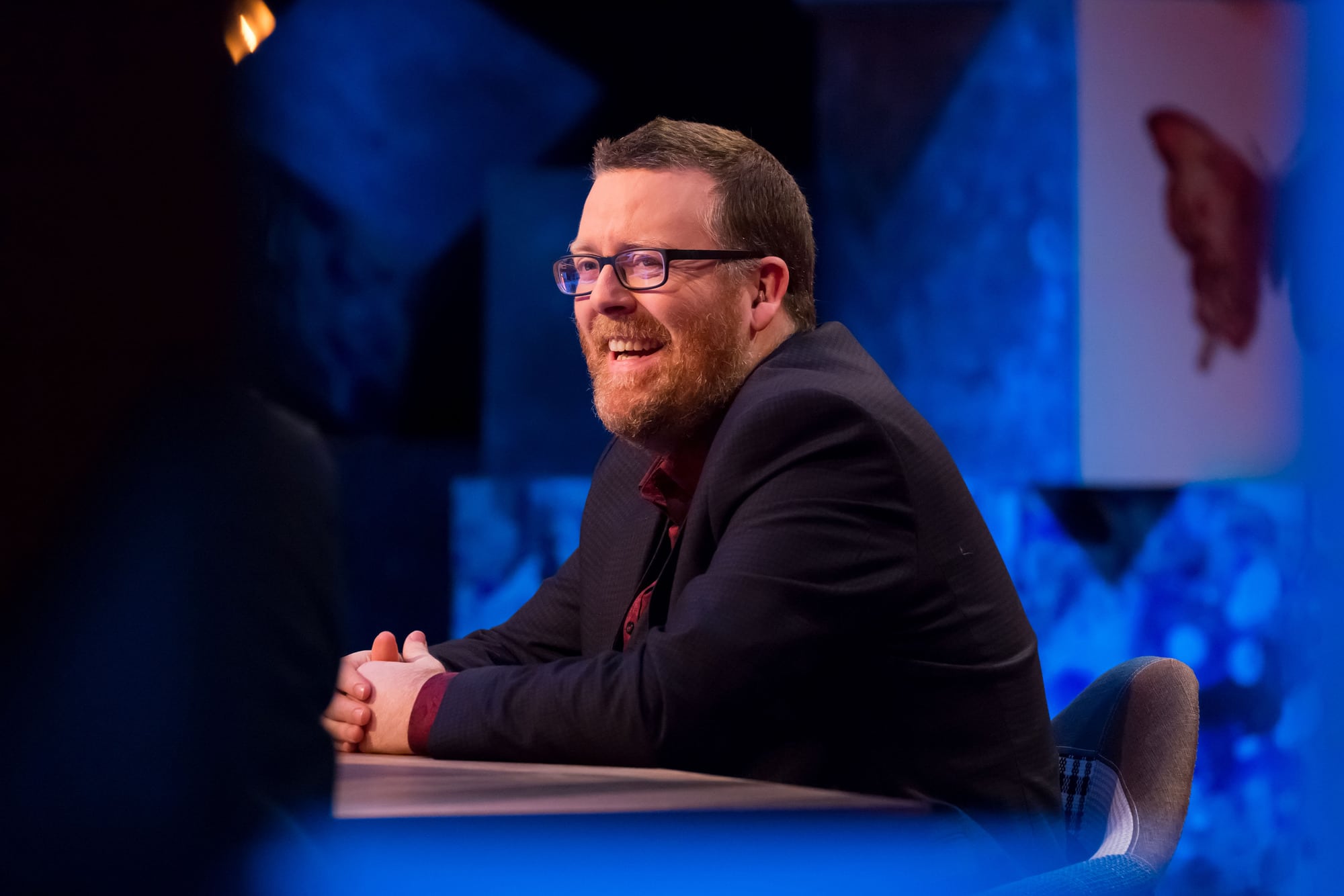 Ricky Gervais was challenged by Frankie Boyle, seen on his TV show, Frankie Boyle's New World Order