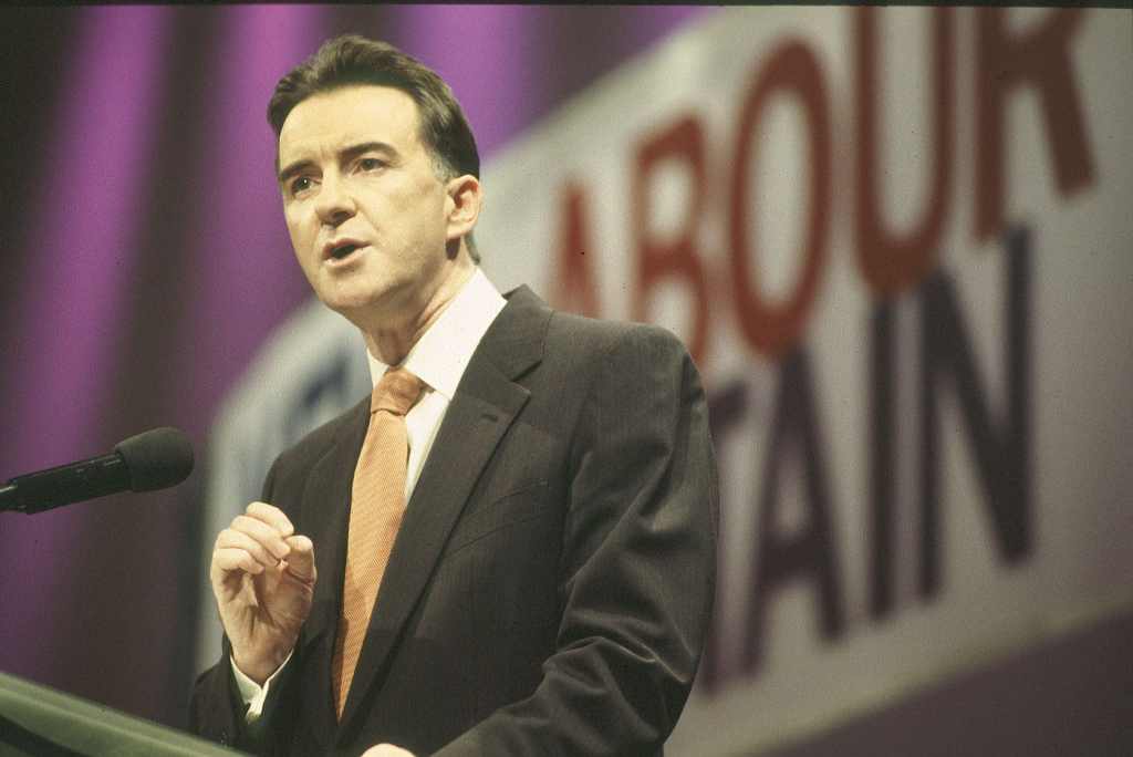 Minister for trade and industry Peter Mandelson at the 1998 Labour Party conference.