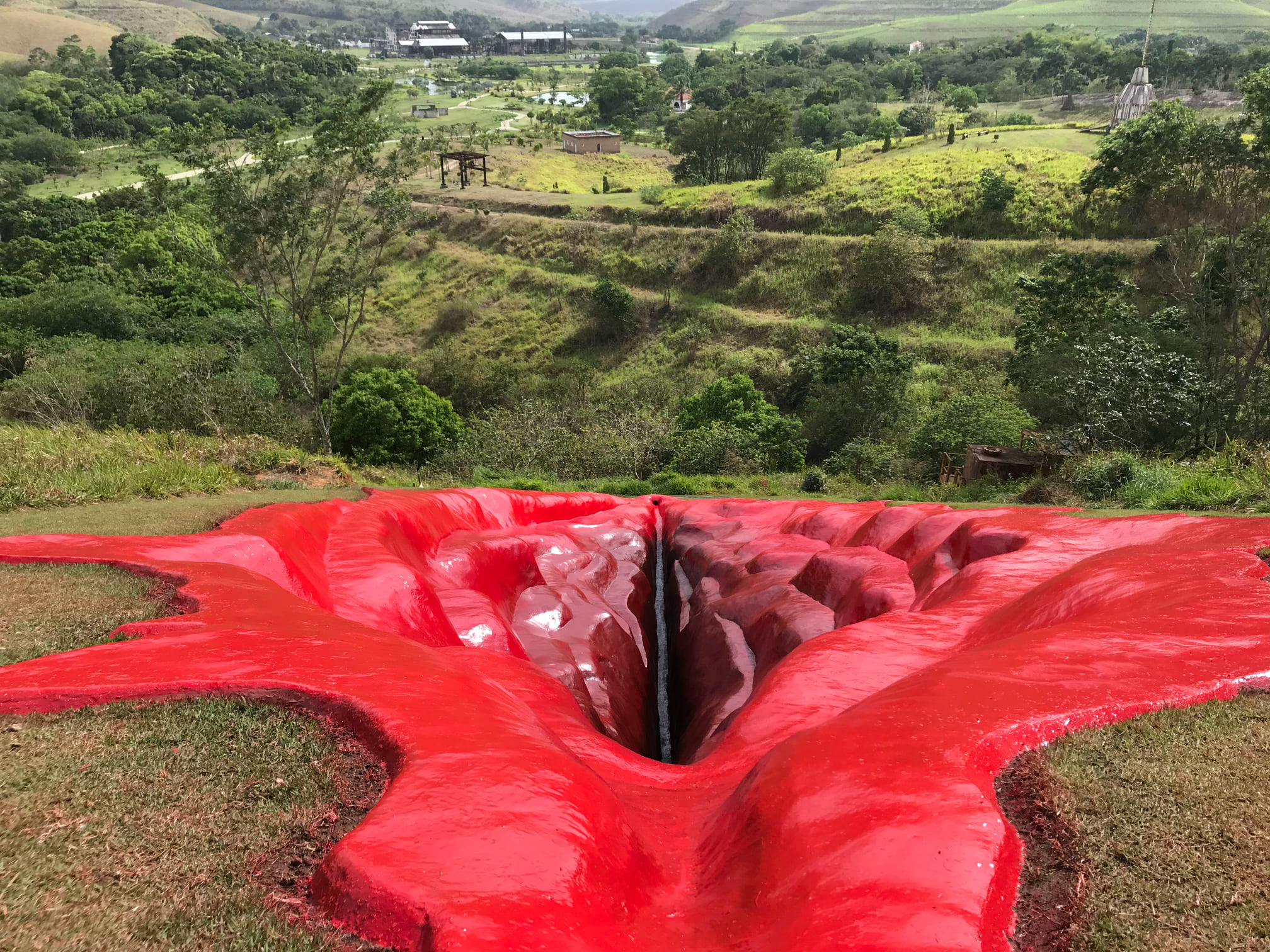Vulva sculpture on a hillside in Brazil