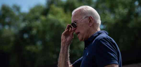 Joe Biden speaks to Iowa voters on the Soapbox stage at the Iowa State Fair in August 2019