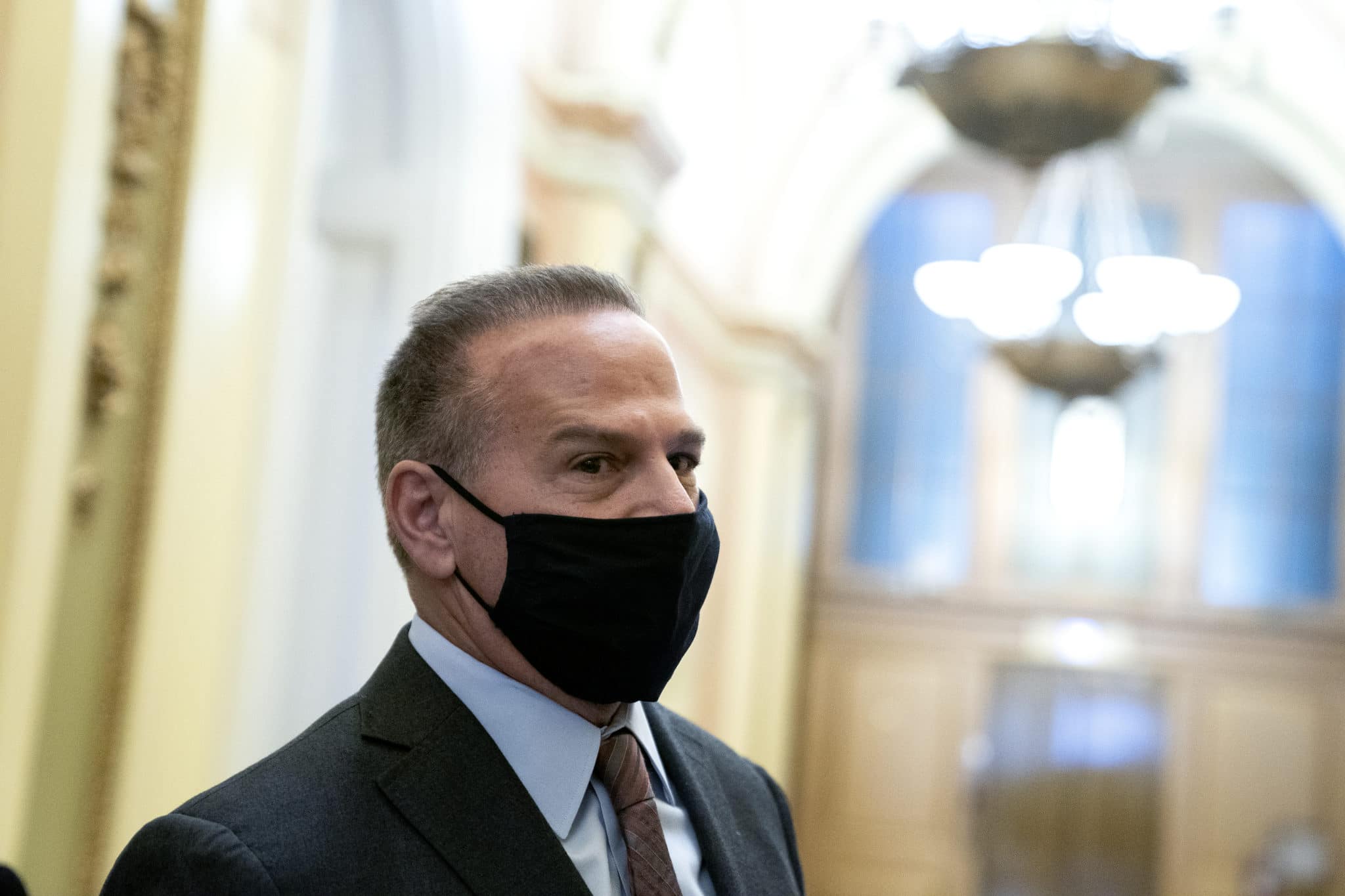 Trump impeachment: Rep. David Cicilline wears a protective mask while speaking to reporters at the US Capitol on January 11, 2021 