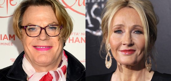 Eddie Izzard (L) and JK Rowling