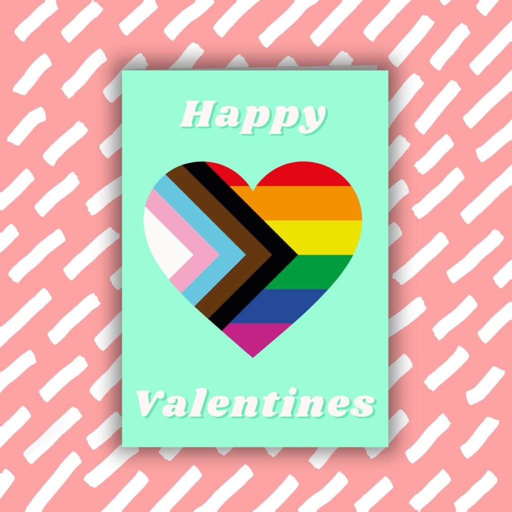 Pride flag Valentine's Day card
