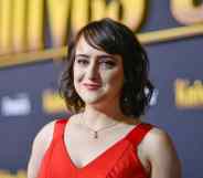 Mara Wilson in a red dress