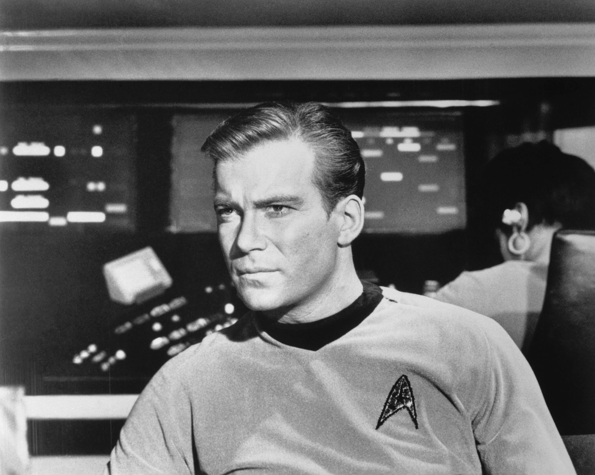 William Shatner as Captain James Kirk during an episode of Star Trek