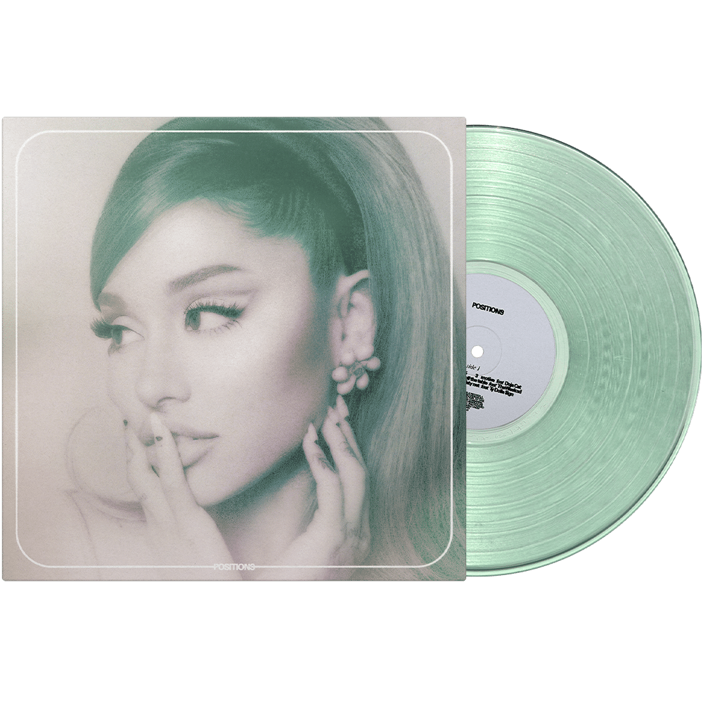 The 'positions' vinyl comes in a clear coke bottle design. (Arianagrande.com)