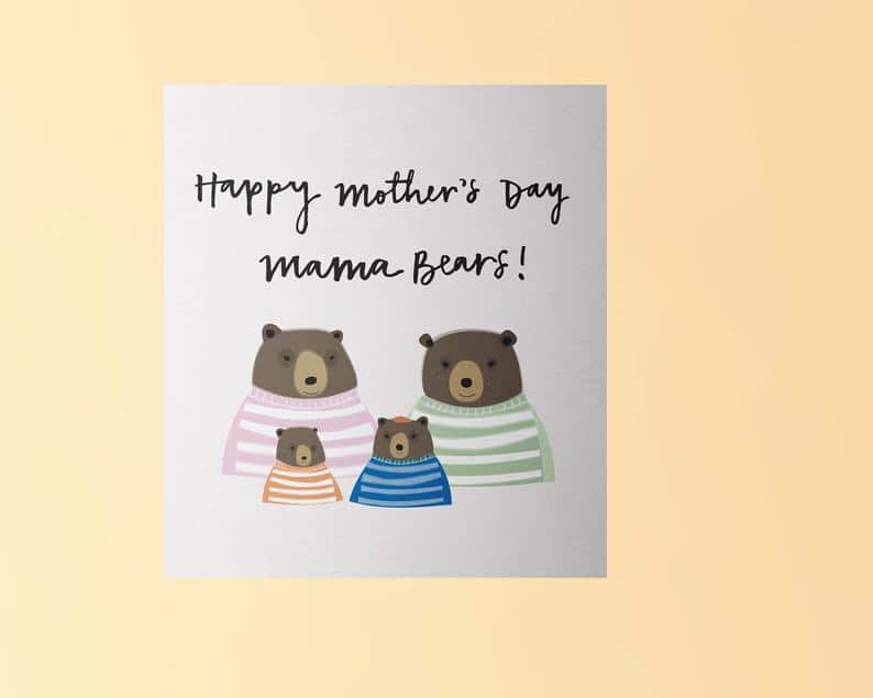 A mama bear Mother's Day card. (Etsy/beccaheseltondesigns)