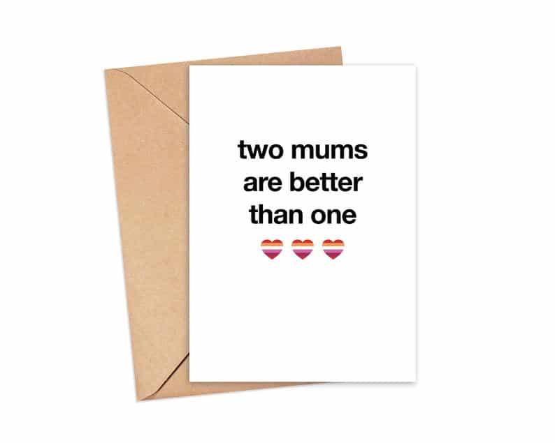 Two mums are better than one card. (Etsy/burntroseco)