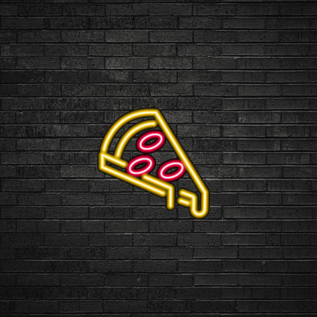 A pizza slice neon LED sign. (NotOnTheHighStreet)