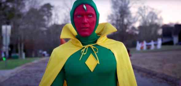 Vision in a green suit and yellow cape