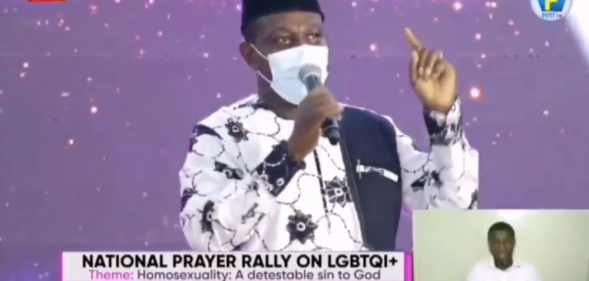 Emmanuel Kwasi Bedzrah speaks at the National Prayer Rally on LGBTQI+