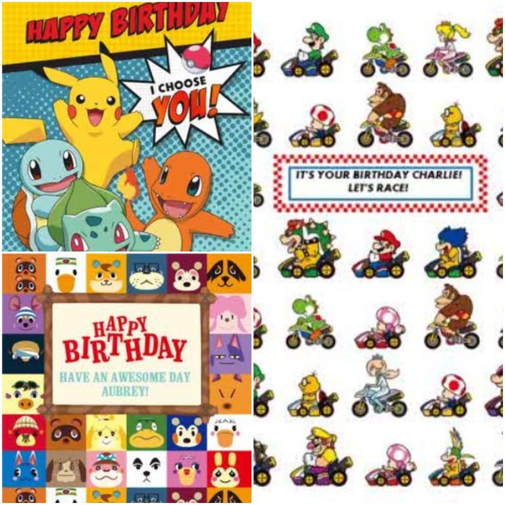The gaming collection features Pokémon, Animal Crossing and Mario. (Moonpig)