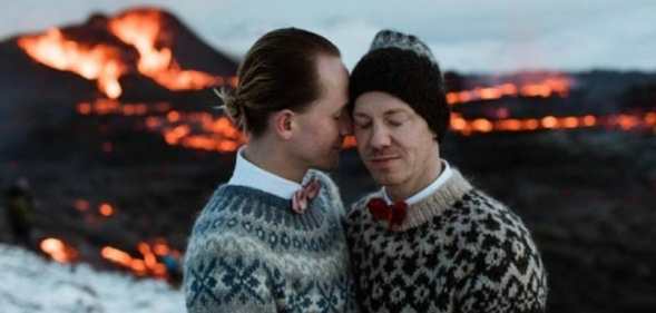 Gay volcano wedding