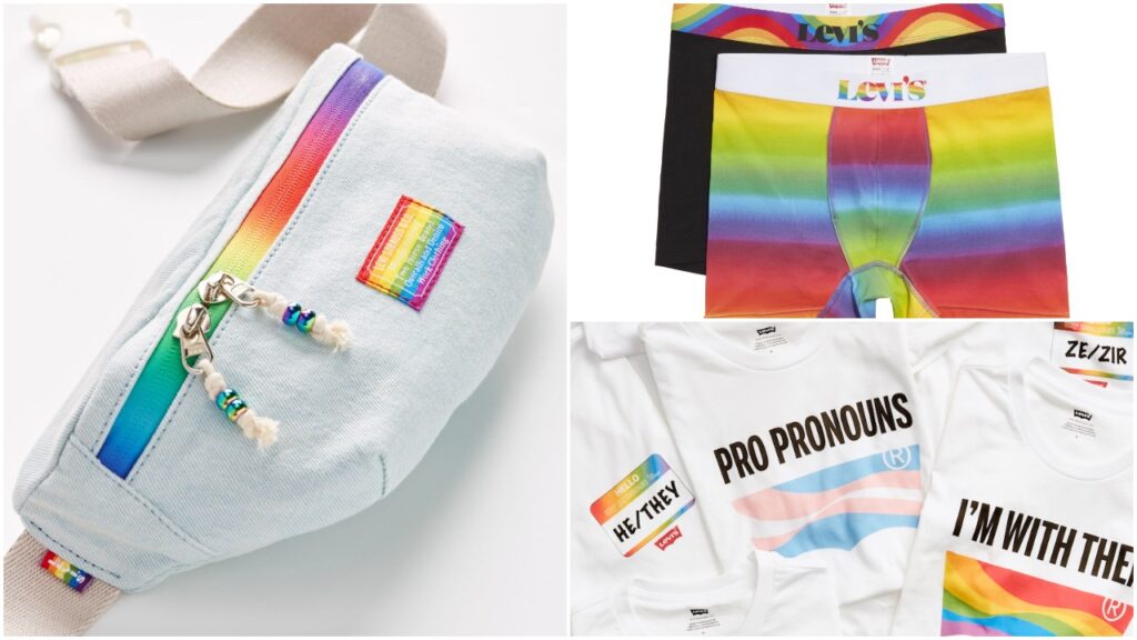 The collection features bags, underwear and t-shirts that can be personalised. (Levi's)