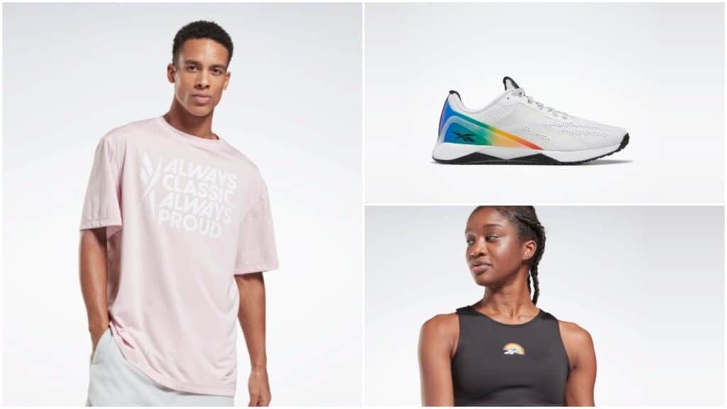 The US store features t-shirts, training shoes and crop tops in the Pride collection. (Reebok)
