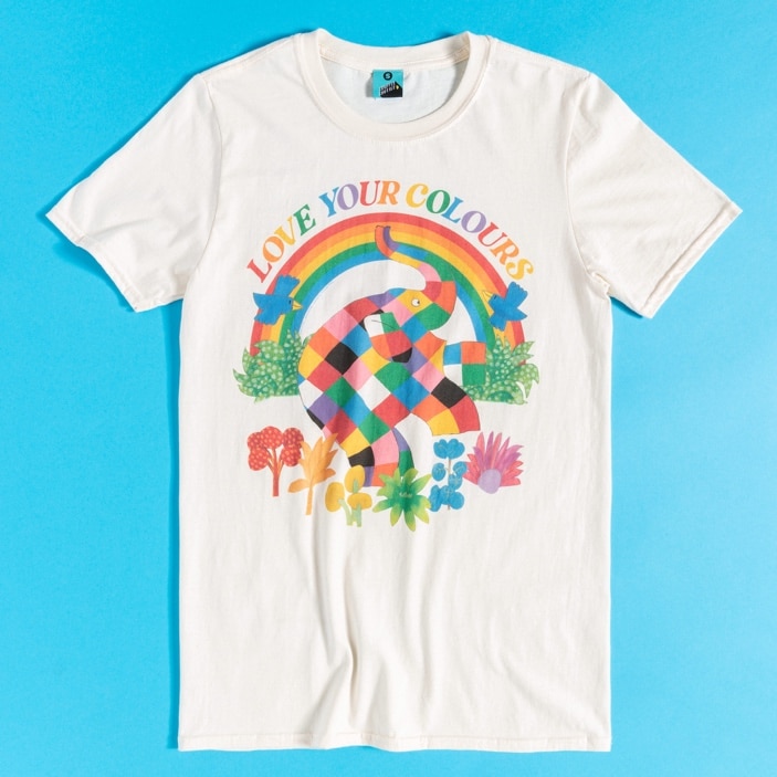  Elmer the Patchwork Elephant features on a Pride t-shirt. (TruffleShuffle)