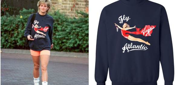 Fans can get the 'Fly Virgin Atlantic' sweater regularly worn by Princess Diana. (Photo by Anwar Hussein/WireImage)