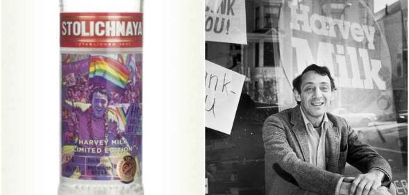 The Harvey Milk Foundation has teamed up with vodka brand Stoli on the limited edition bottle.