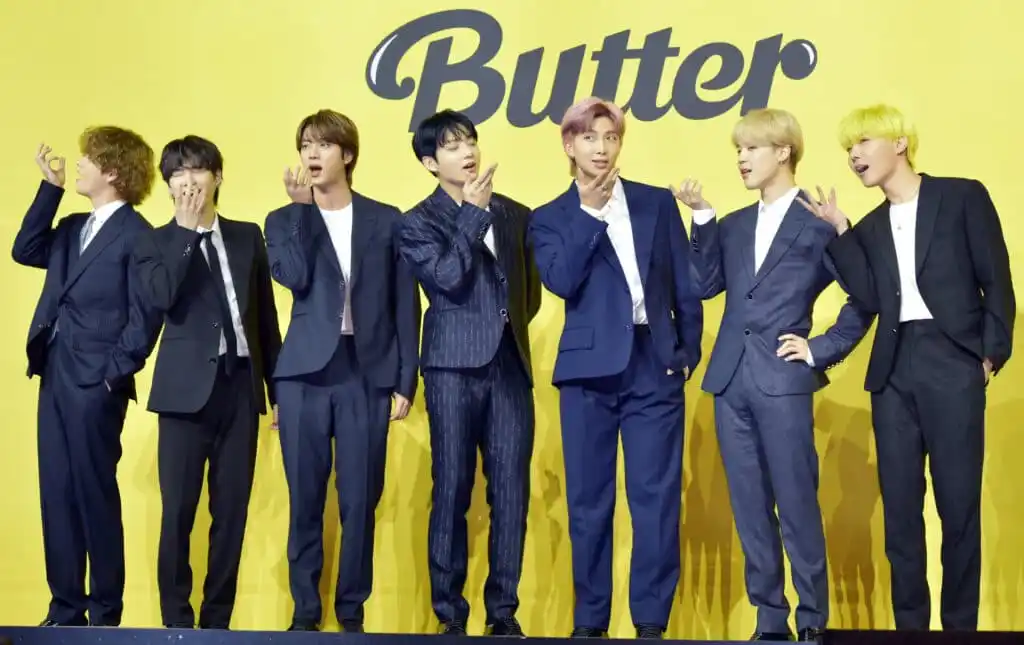 BTS attends a press conference for their new digital single 'Butter'
