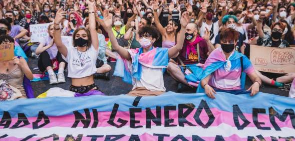 Protestors LGBT+ Spain trans