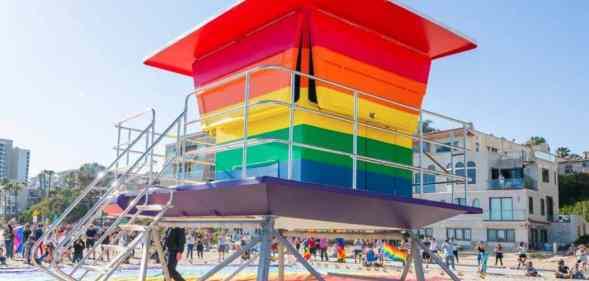 LGBT rainbow lifeguard tower Long Beach California