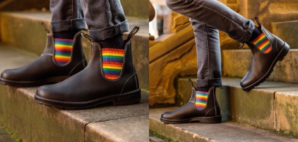 Blundstone boots with rainbow gore