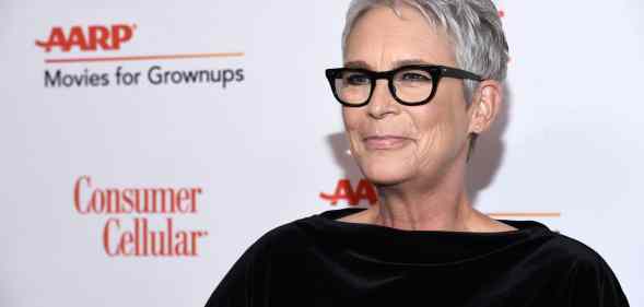 Jamie Lee Curtis wearing black top on the red carpet