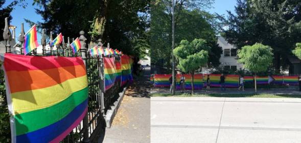 Slovenia LGBT activists Pride flags Hungary Poland