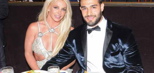 Honoree Britney Spears (L) and Sam Asghari attend the 29th Annual GLAAD Media Awards at The Beverly Hilton Hotel on April 12, 2018 in Beverly Hills, California.