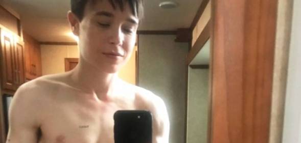 Elliot Page shirtless 'TGIF' selfie