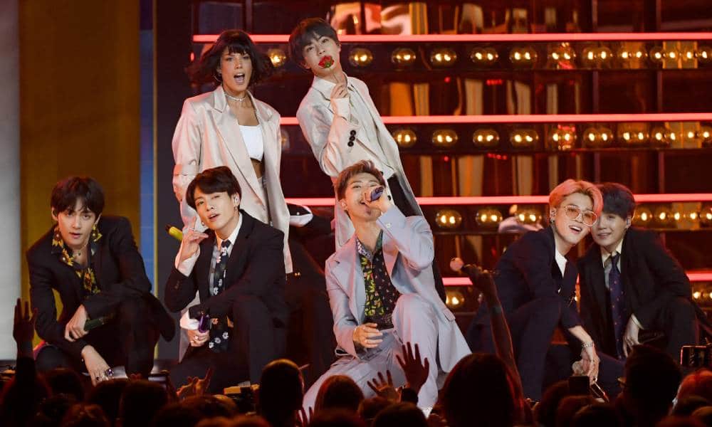 Halsey and BTS perform during the 2019 Billboard Music Awards 