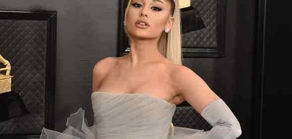 Ariana Grande in a grey dress