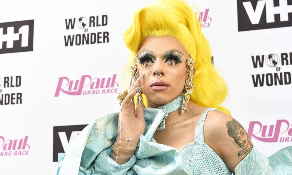 Aja attends "RuPaul's Drag Race" season nine final in a stunning blue outfit