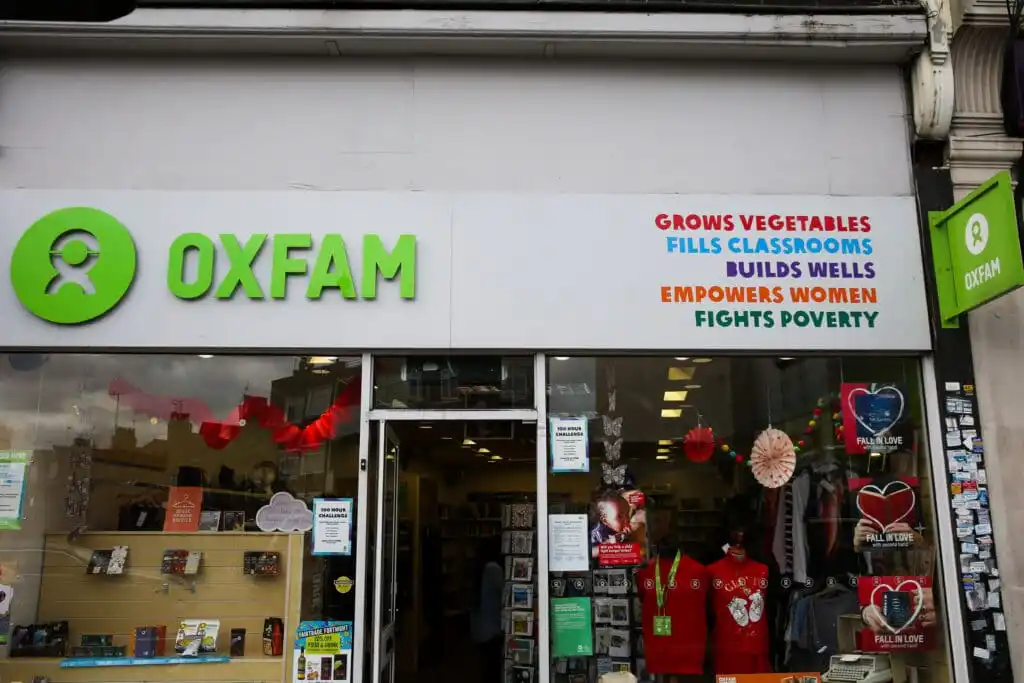 An exterior view of Oxfam store in London